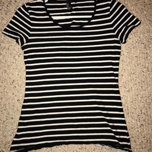 A plain black an white striped cotton shirt